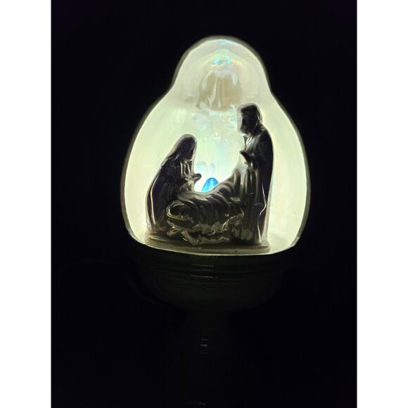 Nativity Scene Irredescent Ceramic Christmas Light Works! - Picture 4 of 10